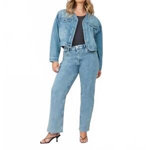 NEW LOLA JEANS aurora cropped denim jacket in morning day light